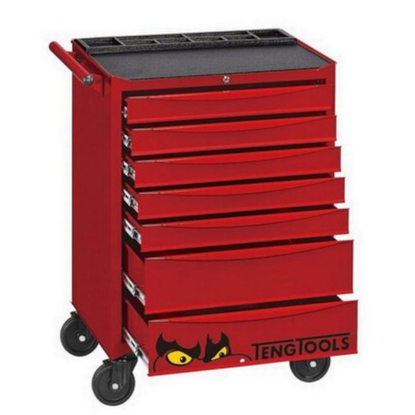 TengTools - 7 Drawer Roller Cabinet With Tools In Foam Cut Outs, 174 Piece