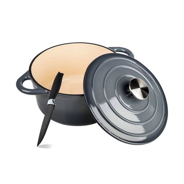 20cm- Cast Iron Casserole Pots with Kitchen Utility Knife Set