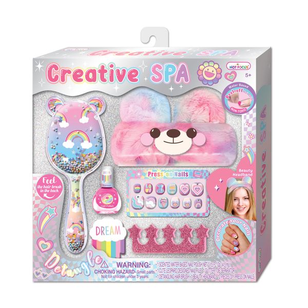 Hot Focus Rainbow Creative Spa Kit - Girls Beauty Set incl Press-On Nails