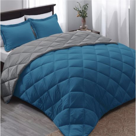 Acesa Quality Reversible Comforter set 5 Piece - Blue/Charcoal
