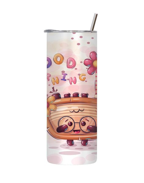 Good Morning 20 Oz Tumbler with Lid Straw Kids Graphic Design Present 107