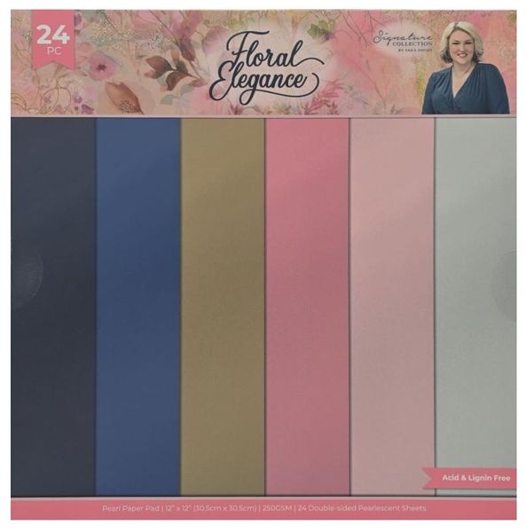Crafters Companion Floral Elegance Double Sided Pearl Paper Pad - 24 Sheets