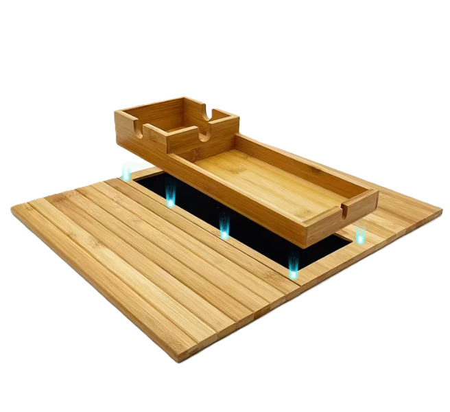 SamMag Biz Natural Bamboo Couch Cup Holder, Anti Falling Sofa Arm Tray