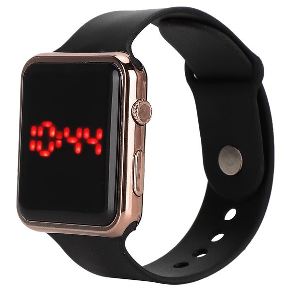 Simple Electronic Watch: PU Strap - Gold