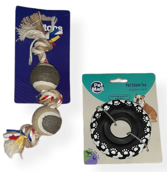 Balls 2 on a Rope with Tyre Chew or Fetch Toy