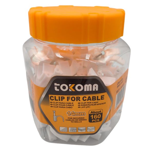 Tokoma 14mm Cable Clip with Steel Nail - About 160 PCS