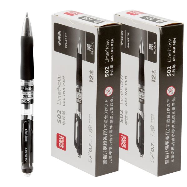 24 Pack Deli Retractable Gel Pens Neutral Roller Medium 0.7 mm Bullet