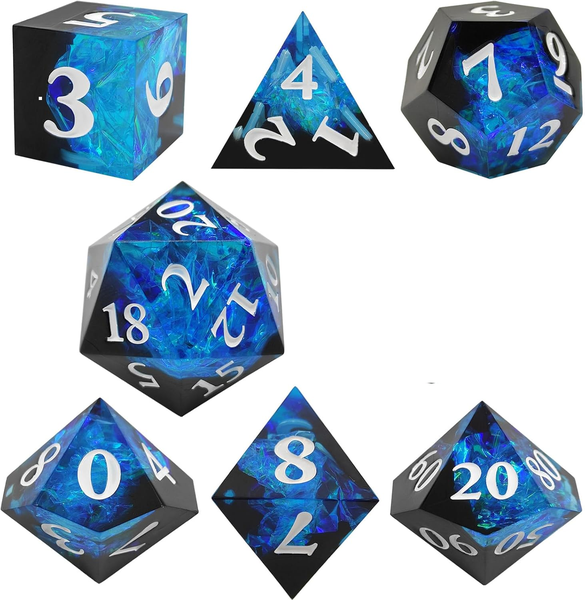 7 Pieces Dices with Pointed Edges &amp; Corners Compatible with Dungeons and Dragons