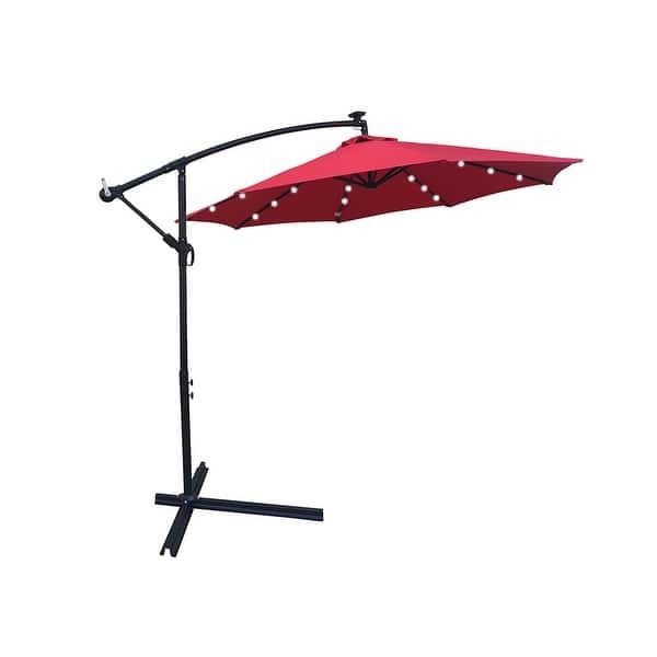 3M Solar LED Outdoor Patio Umbrella - Waterproof Sun Shade