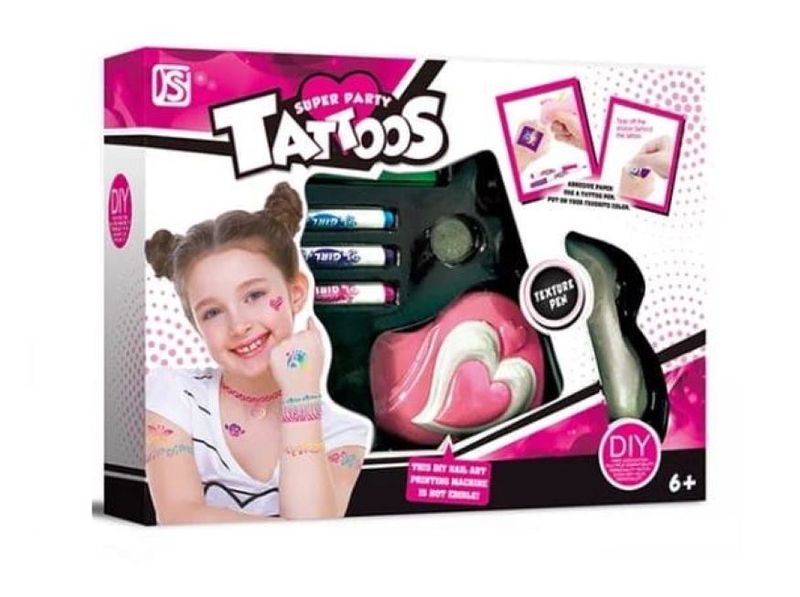 Kids DIY Easy Clean Tattoo Gel Pens Tattoo Sticker Pretend Play Makeup Set