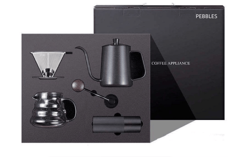 Pebbles Pour Over Coffee Maker Set, Hand Drip, Coffee Kettle Grinder