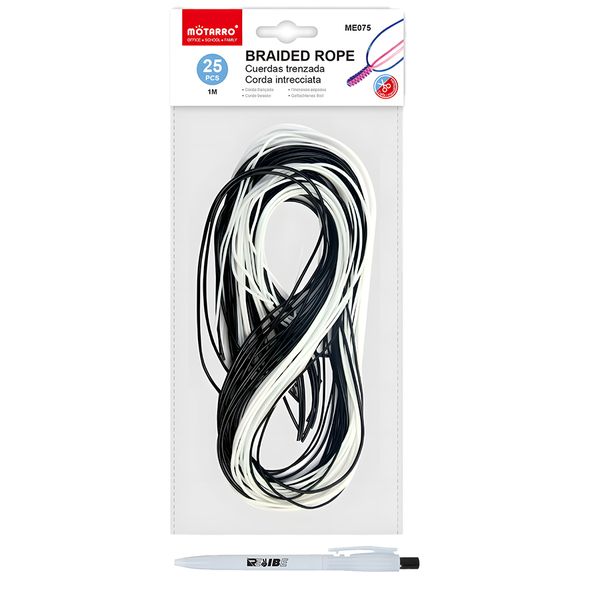 25Pcs Black And White Braided Rope Strings DIY Arts/Crafts With ReVibe Pen