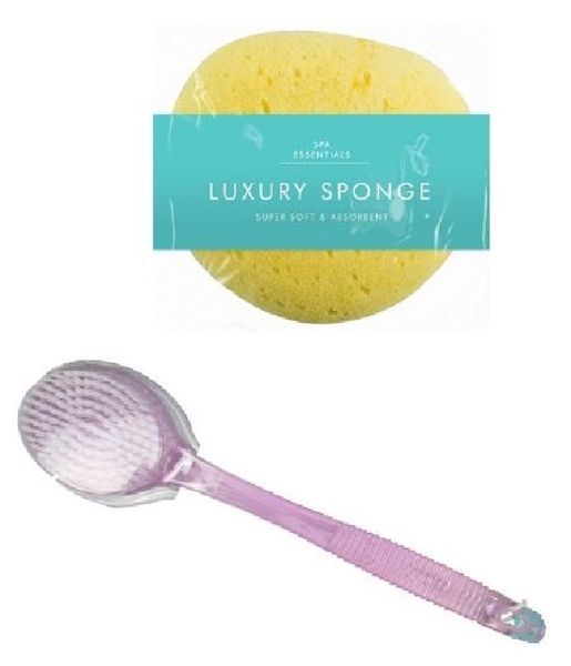 Luxury Bath Sponge &amp; Body Brush- Pink