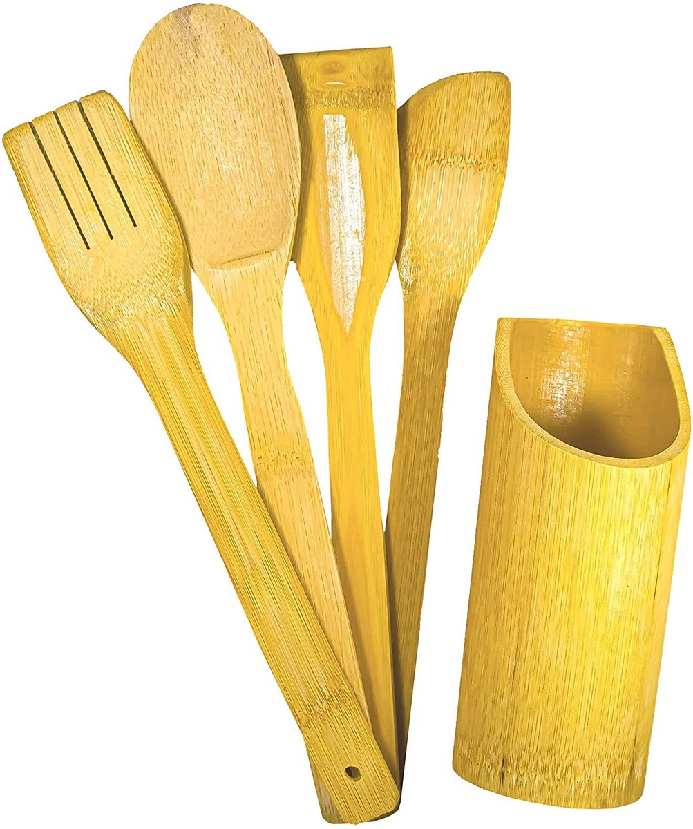 Wooden Spoon Set 4 Piece With Holder Shop Today. Get it Tomorrow