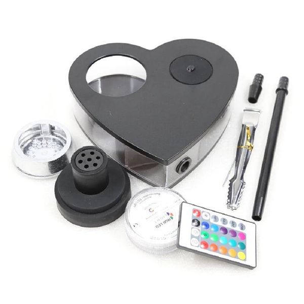 Hubbly Bubbly Hookah Shisha Heart LED Acrylic Style 1 Pipe huka - Purple