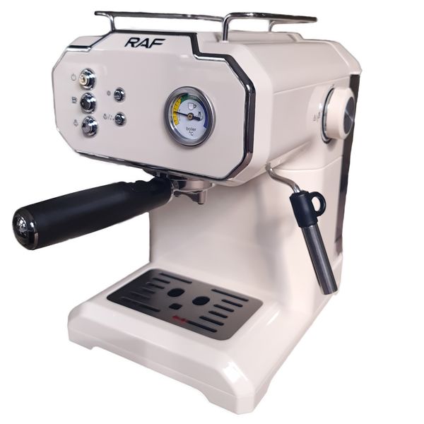 Retro Cream White Espresso Coffee Machine - 20 Bar High-Pressure KELI Pump