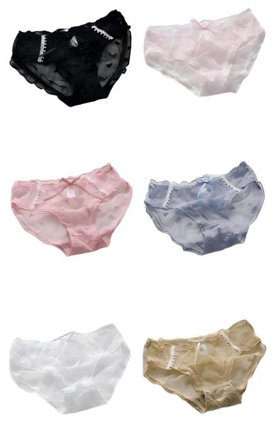 6-Pack Japanese Girl Lace Panties |Ultra-Thin Sheer Mesh Triangle Underwear
