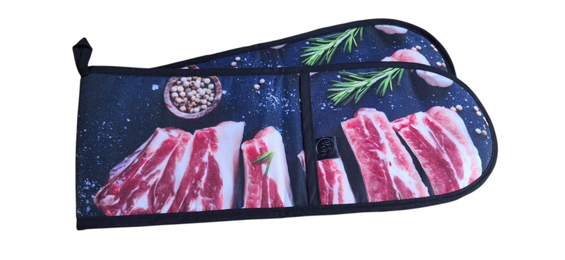 Life's a Gift Heat-Resistant Oven Glove/Mitt - Sliced Red Meat with Herbs