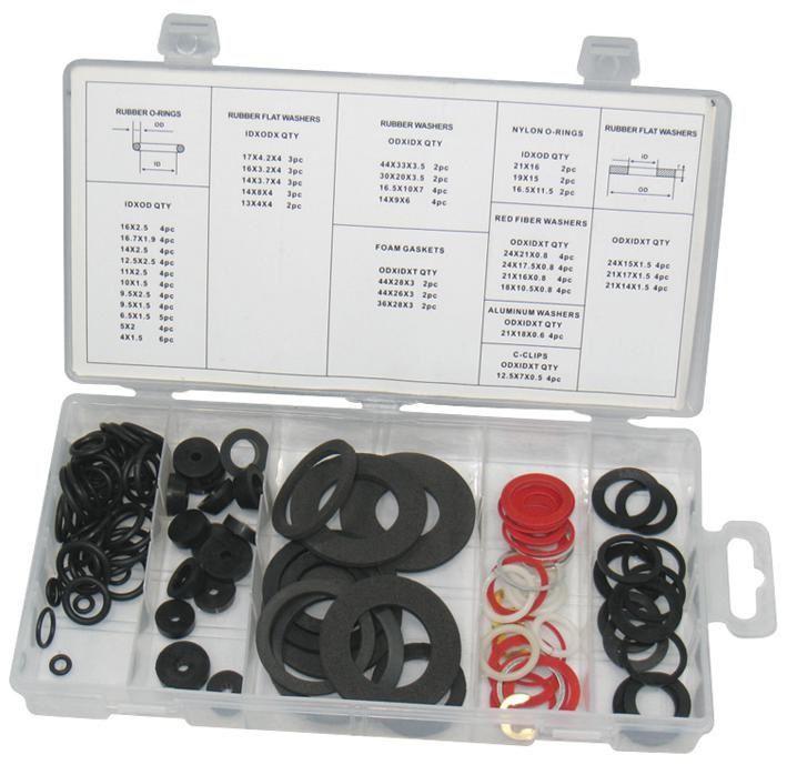 Duratool D01890 Tap Washer Set, Assorted, ORings, Washers & CClips