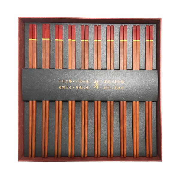 Premium Red Sandalwood Chopsticks Set 10 Pairs