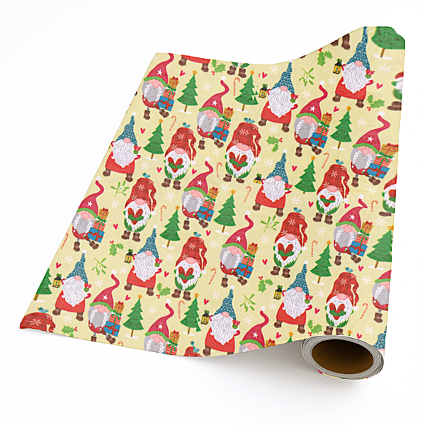 Luxury Giftwrap - Christmas Jolly Gnomes |5m x 50cm | Italian Printed Paper