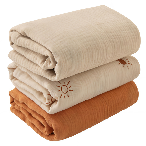 Kingdushi 3Pack Muslin Swaddle Blankets 38x40'' Breathable Newborn