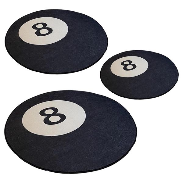 Decor Black &amp; White Rugs With Billiard 8-Ball Design - Set of 3