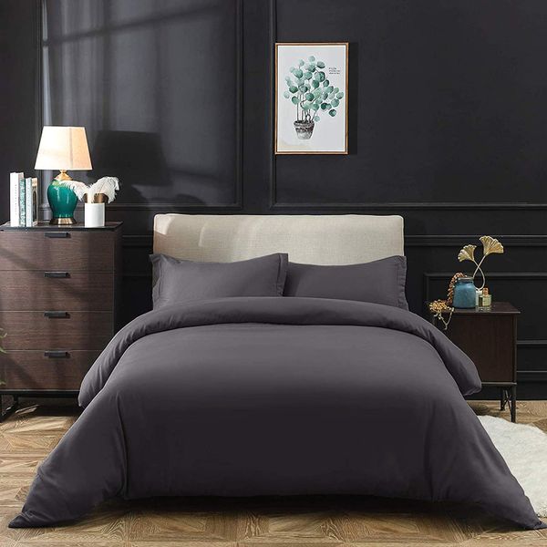 Wonder Towel Luxury Crease-free Hotel Duvet Cover Set King Dark Grey