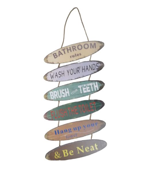 Large Layered Wooden Wall Hanging Sign for Bathroom