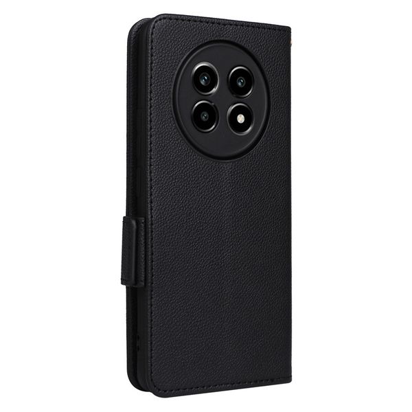 Side Buckle Lychee Patterned Leather Cover Compatible With Oppo Reno12 FS 5G