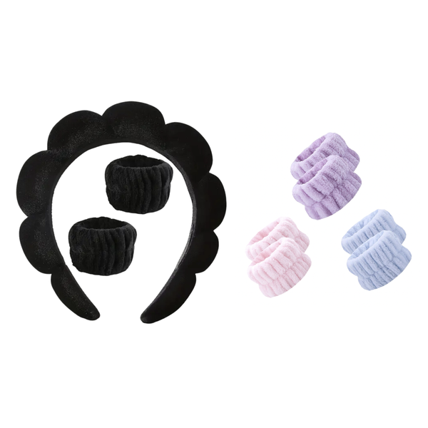 Ultimate Cloud Headband &amp; Anti-drip Wristband Set for Face Washing