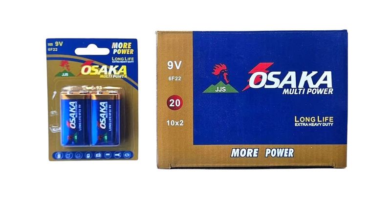 OSAKA Multi Power 9V 6F22 carbon-zinc Battery -20Pcs