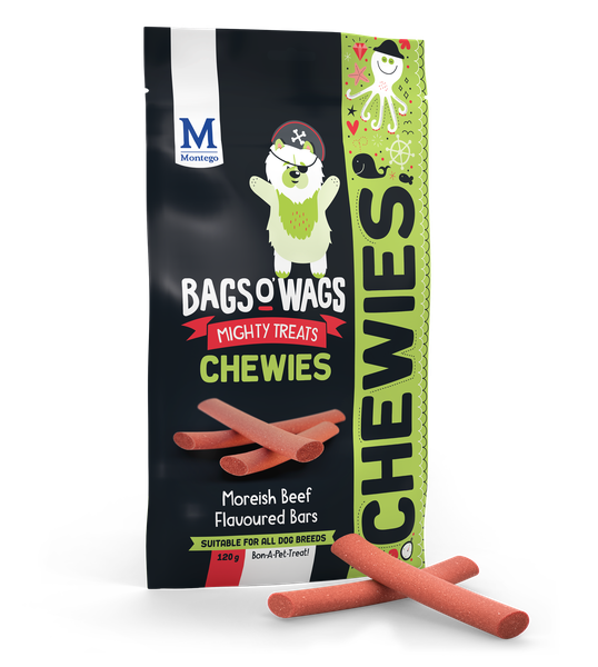 Montego Bags O' Wags - Chewies Beef Bars Dog Treats 120 g (Pack of 10)