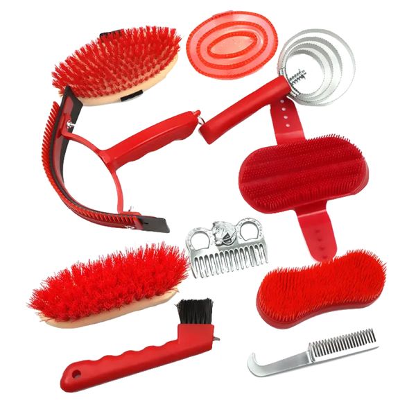 Pet Horse Care &amp; Grooming/Cleaning Kit Equestrain Brushes 10 Pieces