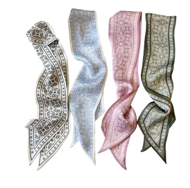 4 Pack Silk Multicolour Hair Tie Scarf Set