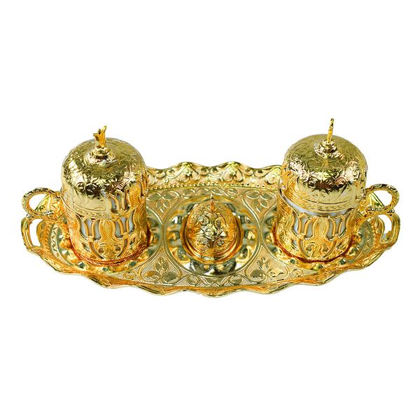 Vintage 2 pcs Gold Turkish Coffee Glass Serving Set