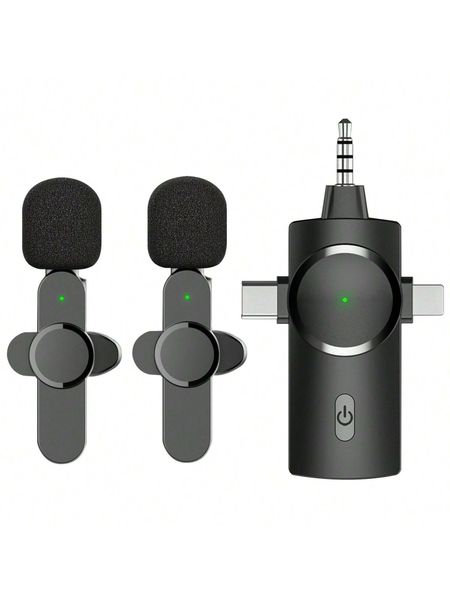 3-in-1 Wireless Lavalier Microphone For iP &amp; Android Charge While Recording
