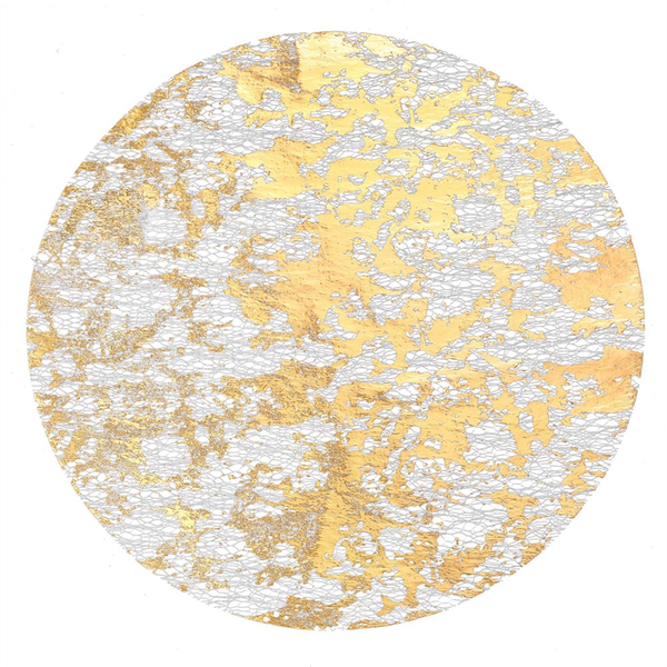 Disposable Round Rose Gold Placemat A Thin Mesh Mat with Shiny Metal and Go