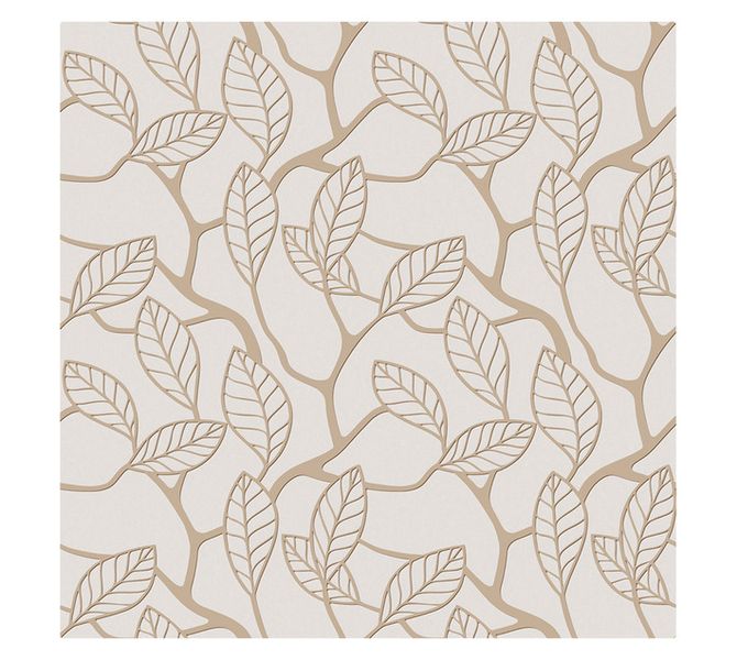 Gold Leaf Wallpaper White and Brown 10 m x 530 mm