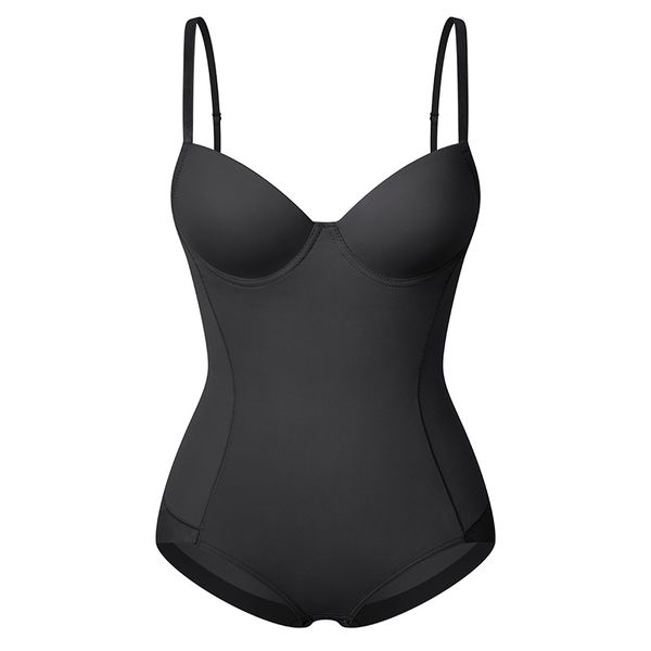 Seamless tummy tuck waist tunic slimming jumpsuit with bra
