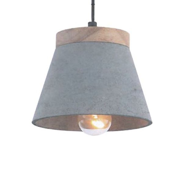 ACDC - 230vac 60w 1xe27 Pendant Concrete And Wood 160dia.