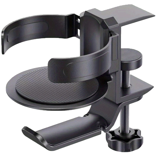 Cup Holder and Desk Headset Hanger 2 in 1 Under Desk Adjustable 360 Stand