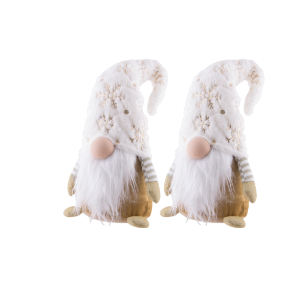 Set of Two Large Gold and Cream Christmas Gnomes-60CM