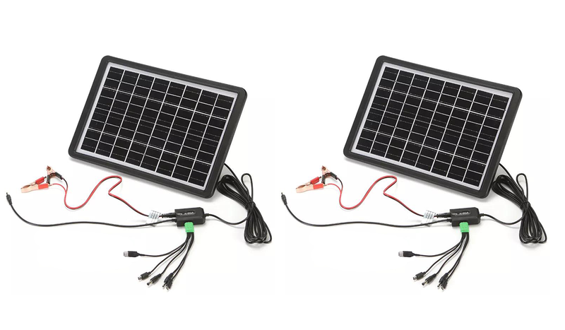 15W Solar Panel Charging Station with USB Multi-Head Cable (Set of 2)
