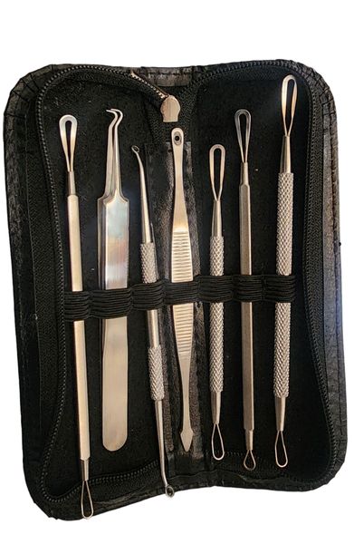 7 Piece Stainless Steel Blackhead &amp; Pimple Removing Tool Kit