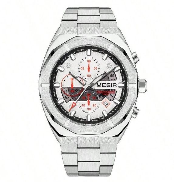 MEGIR - Stainless Steel Quartz Watch With Chronograph Functionality -Silver