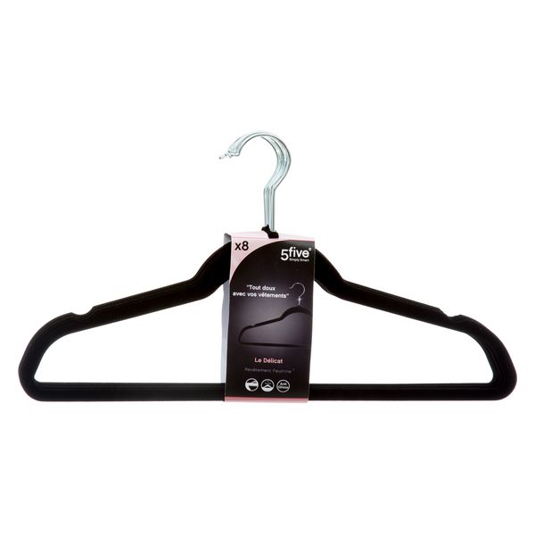 5five Velvet Hangers Set - Black - 8 Piece - 45cm