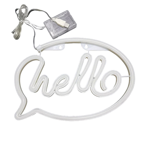 Hello Speech Bubble Neon Sign Lamp Bi-colour USB &amp; Battery Operated FA-A33