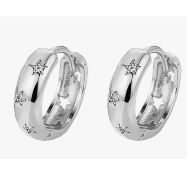 Cubic Zirconia Decor Star Design Hoop
