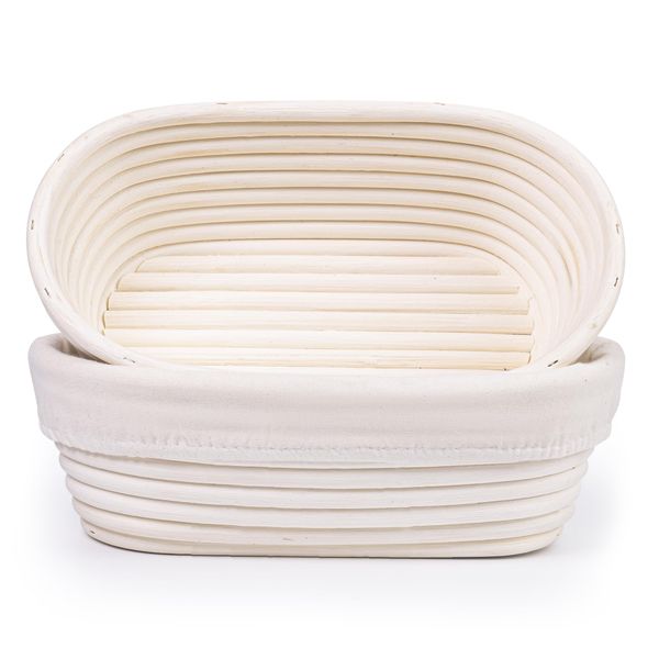 2-Pack Oval Rattan Proofing Baskets with Liners,35x14x7cm for Artisan Bread